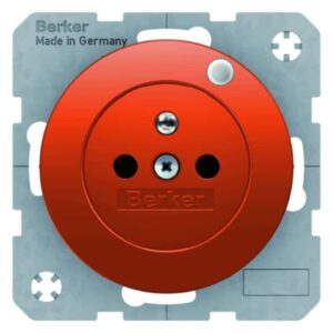 Steckdose mit Schutzkontaktstift und Kontroll-LED Berker R.1/R.3 orange, glänzen, Berker 6765092007