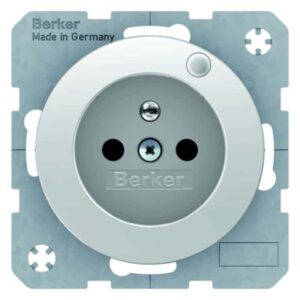 Steckdose mit Schutzkontaktstift und Kontroll-LED Berker R.1/R.3 polarweiß, glän, Berker 6765092089