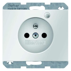 Steckdose mit Schutzkontaktstift und Kontroll-LED Berker K.1 polarweiß, glänzend, Berker 6765097009