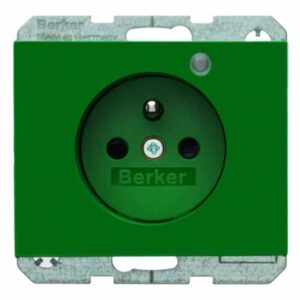 Steckdose mit Schutzkontaktstift und Kontroll-LED Berker K.1 grün, glänzend, Berker 6765097013
