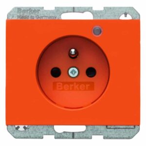 Steckdose mit Schutzkontaktstift und Kontroll-LED Berker K.1 orange, glänzend, Berker 6765097014