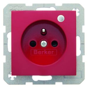 Steckdose mit Schutzkontaktstift und Kontroll-LED Berker S.1/B.3/B.7 rot, glänze, Berker 6765098915