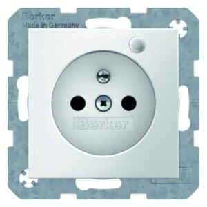 Steckdose mit Schutzkontaktstift und Kontroll-LED Berker S.1/B.3/B.7 polarweiß,, Berker 6765098989