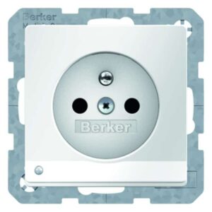 Steckdose mit Schutzkontaktstift und LED-Orientierungslicht Berker Q.1/Q.3 polar, Berker 6765106089