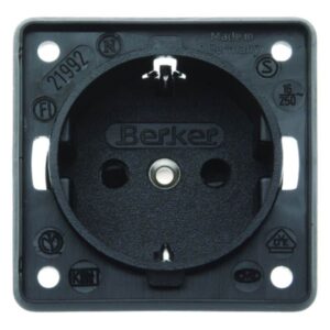 Steckdose SCHUKO ITG Einsätze schw. matt, Berker 9418505