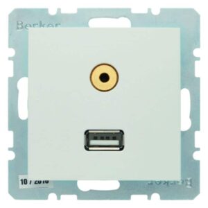 USB/3,5 mm Audio Steckdose Berker S.1/B.3/B.7 polarweiß, glänzend, Berker 3315398989