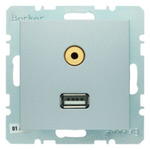 USB/3,5 mm Audio Steckdose Berker B.7 alu, matt, Berker 3315391404