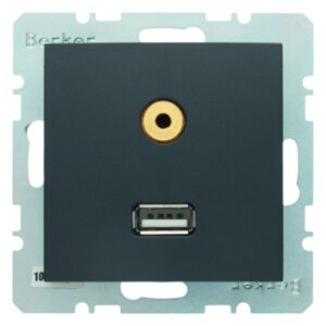 USB/3,5 mm Audio Steckdose Berker B.3/B.7 anthrazit, matt, Berker 3315391606
