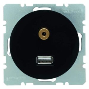 USB/3,5 mm Audio Steckdose Berker R.1/R.3 schwarz, glänzend, Berker 3315392045