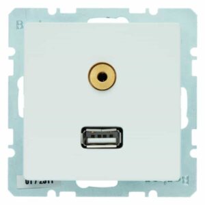 USB/3,5 mm Audio Steckdose Berker Q.1/Q.3 polarweiß, samt, Berker 3315396089