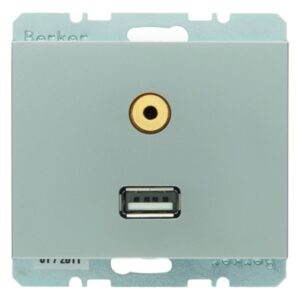 USB/3,5 mm Audio Steckdose Berker K.5 edelstahl, lackiert, Berker 3315397004