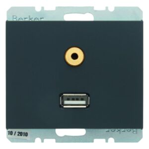 USB/3,5 mm Audio Steckdose Berker K.1 anthrazit, matt, Berker 3315397006