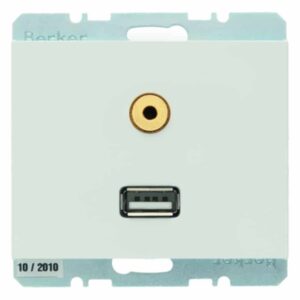 USB/3,5 mm Audio Steckdose Berker K.1 polarweiß, glänzend, Berker 3315397009