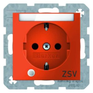 Steckdose SCHUKO mit Kontroll-LED, Beschriftungsfeld Berker S.1/B.3/B.7 orange,, Berker 41108914