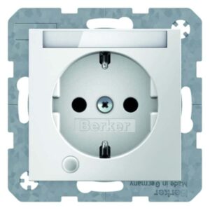 Steckdose SCHUKO mit Kontroll-LED und Beschriftungsfeld Berker S.1/B.3/B.7 polar, Berker 41108989