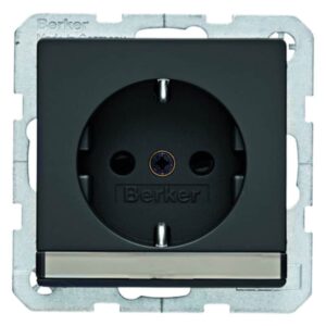 Steckdose SCHUKO mit Beschriftungsfeld Berker Q.1/Q.3 anthrazit, samt, Berker 41496086