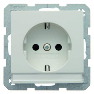 Steckdose SCHUKO mit Beschriftungsfeld Berker Q.1/Q.3 polarweiß, samt, Berker 41496089