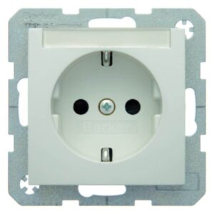 Steckdose SCHUKO mit Beschriftungsfeld Berker S.1/B.3/B.7 polarweiß, glänzend, Berker 41498989