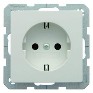 Steckdose SCHUKO Berker Q.1/Q.3 polarweiß, samt, Berker 41436089