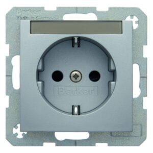Steckdose SCHUKO mit Beschriftungsfeld Berker B.7 alu, matt, Berker 41491404