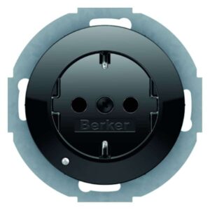 Steckdose SCHUKO mit LED-Orientierungslicht Serie R.classic schwarz, glänzend, Berker 41092045
