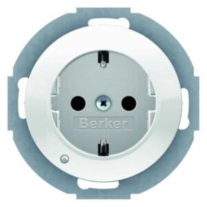 Steckdose SCHUKO mit LED-Orientierungslicht Serie R.classic polarweiß, glänzend, Berker 41092089