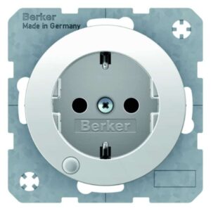 Steckdose SCHUKO mit Kontroll-LED BerkerR.1/R.3 polarweiß, glänzend, Berker 41102089