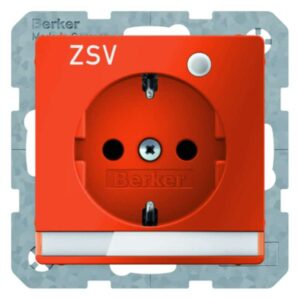 Steckdose SCHUKO mit Kontroll-LED, Beschriftungsfeld Berker Q.1/Q.3 orange, samt, Berker 41106014
