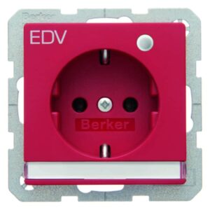 Steckdose SCHUKO mit Kontroll-LED, Beschriftungsfeld Berker Q.1/Q.3 rot, samt, Berker 41106015