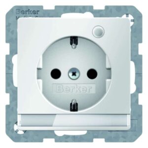 Steckdose SCHUKO mit Kontroll-LED und Beschriftungsfeld Berker Q.1/Q.3 polarweiß, Berker 41106089