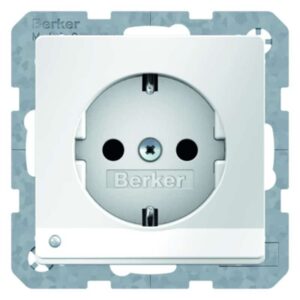 Steckdose SCHUKO mit LED-Orientierungslicht Berker Q.1/Q.3 polarweiß, samt, Berker 41096089