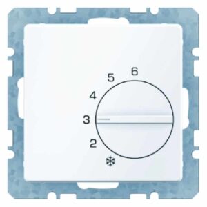 Temperaturregler mit Wechsler und Zentralstück Berker Q.1/Q.3 polarweiß, samt, Berker 20266089