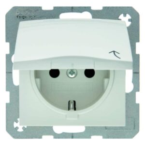 Steckdose SCHUKO mit Klappdeckel Berker S.1/B.3/B.7 polarweiß, glänzend, Berker 47518989