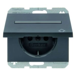 Steckdose SCHUKO mit Klappdeckel und Beschriftungsfeld Berker K.1 anthrazit, mat, Berker 47527106