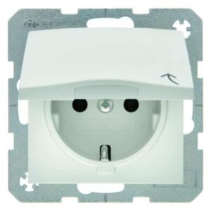 Steckdose SCHUKO mit Klappdeckel Berker S.1/B.3/B.7 polarweiß, matt, Berker 47511909
