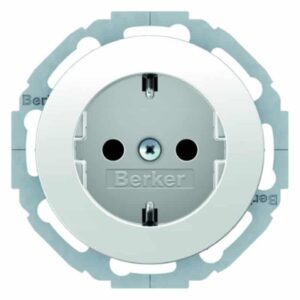 Steckdose SCHUKO Serie R.classic polarweiß, glänzend, Berker 47552089