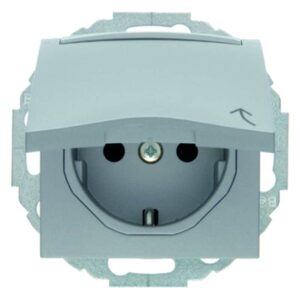 Steckdose SCHUKO mit Klappdeckel und Beschriftungsfeld Berker B.7 alu, matt, Berker 47461404