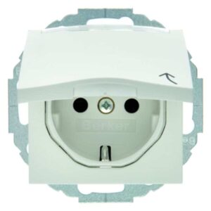 Steckdose SCHUKO mit Klappdeckel und Beschriftungsfeld Berker S.1/B.3/B.7 polarw, Berker 47461909