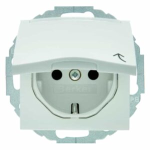 Steckdose SCHUKO mit Klappdeckel und Beschriftungsfeld Berker S.1/B.3/B.7 polarw, Berker 47468989