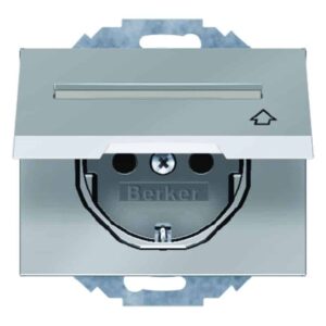 Steckdose SCHUKO mit Klappdeckel und Beschriftungsfeld Berker K.5 Edelstahl Rost, Berker 47487104