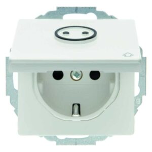 Steckdose SCHUKO mit Klappdeckel und abtastbarem Symbol Berker Q.1/Q.3 pw, samt, Berker 47446049
