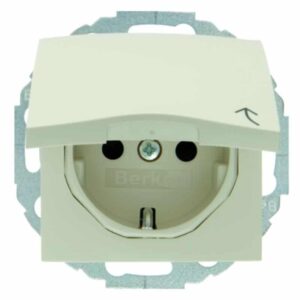 Steckdose SCHUKO mit Klappdeckel Berker S.1 weiß, glänzend, Berker 47448982