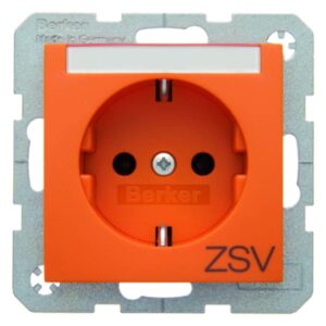 Steckdose SCHUKO mit Beschriftungsfeld und Aufdruck Berker S.1/B.3/B.7 orange, m, Berker 47501914