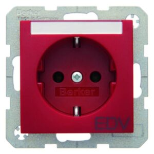 Steckdose SCHUKO mit Beschriftungsfeld und Aufdruck Berker S.1/B.3/B.7 rot, matt, Berker 47501915