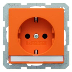 Steckdose SCHUKO mit Beschriftungsfeld Berker Q.1/Q.3 orange, samt, Berker 47506007