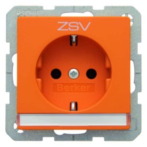 Steckdose SCHUKO mit Beschriftungsfeld und Aufdruck Berker Q.1/Q.3 orange, samt, Berker 47506014