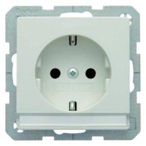 Steckdose SCHUKO mit Beschriftungsfeld Berker Q.1/Q.3 polarweiß, samt, Berker 47506089