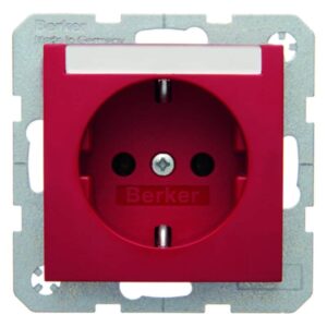 Steckdose SCHUKO mit Beschriftungsfeld Berker S.1/B.3/B.7 rot, glänzend, Berker 47508902