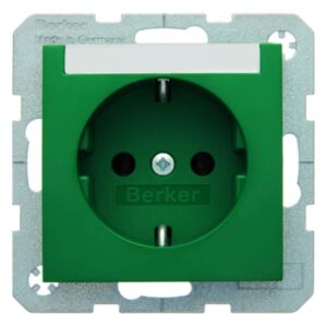 Steckdose SCHUKO mit Beschriftungsfeld Berker S.1/B.3/B.7 grün, glänzend, Berker 47508903