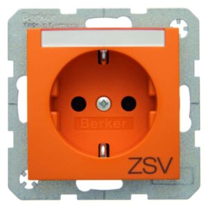 Steckdose SCHUKO mit Beschriftungsfeld und Aufdruck Berker S.1/B.3/B.7 orange, g, Berker 47508914